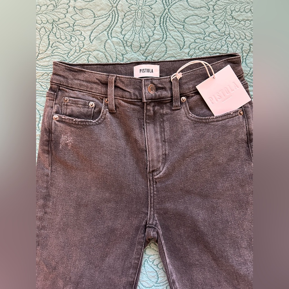 Pistola Mid Rise Gray/Black Jeans A-line Slim